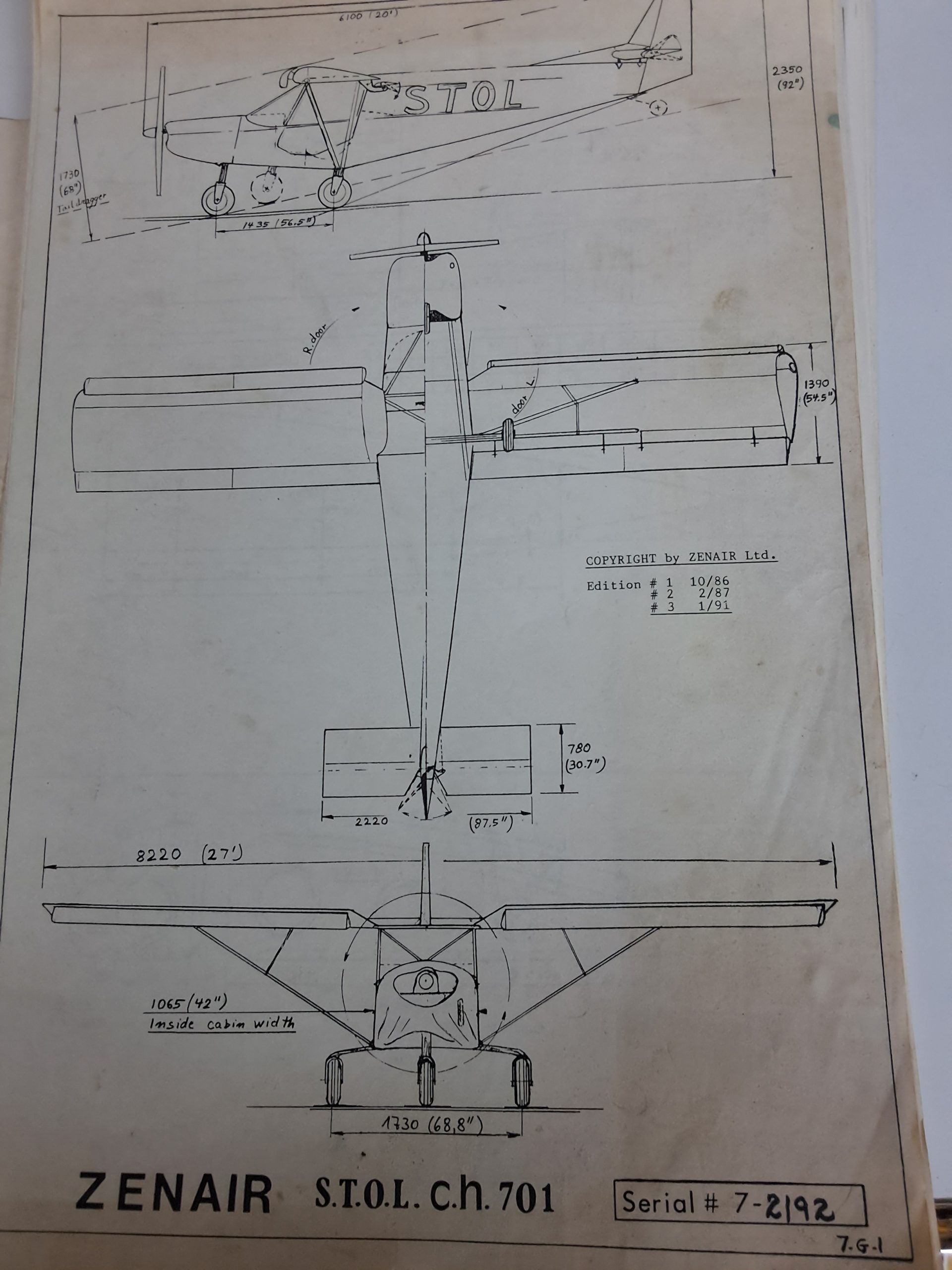 ZENAIR CH701 KITPLANE NOT BUILT, ALL PARTS